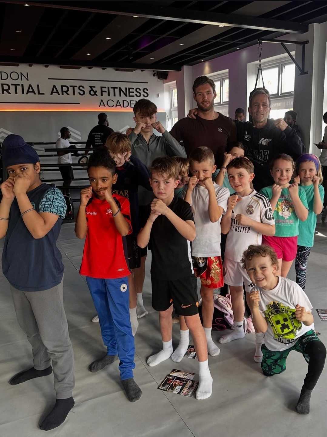 Junior kids Muay Thai class group photo Beckenham South London