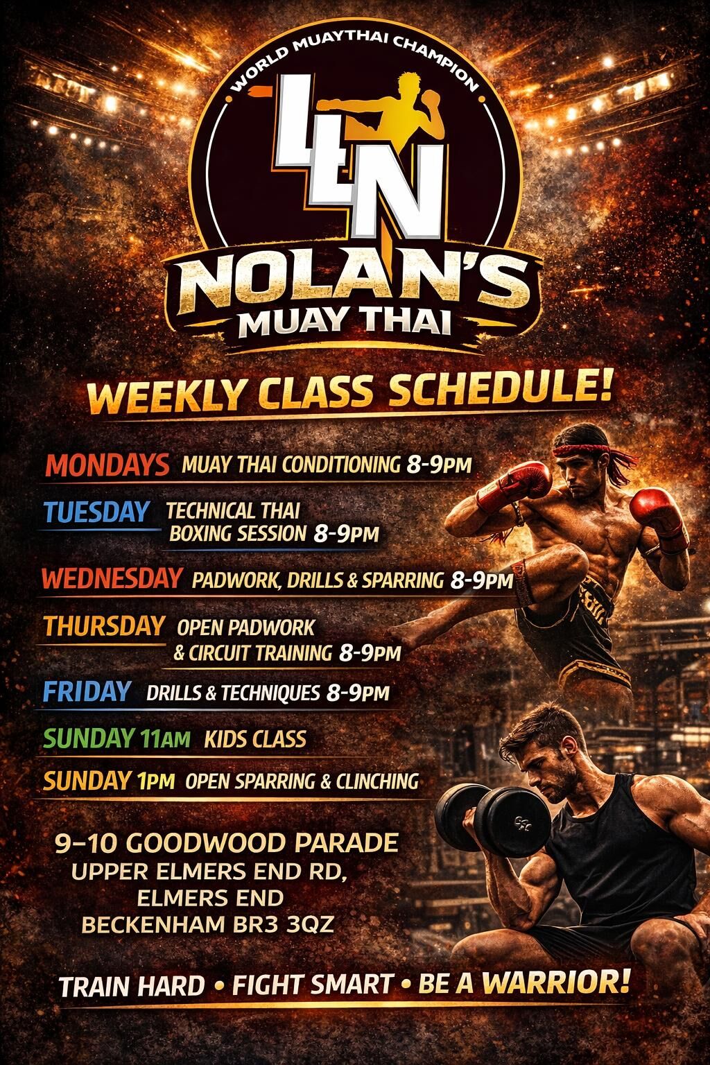Nolan Muay Thai new weekly class schedule from April 2026