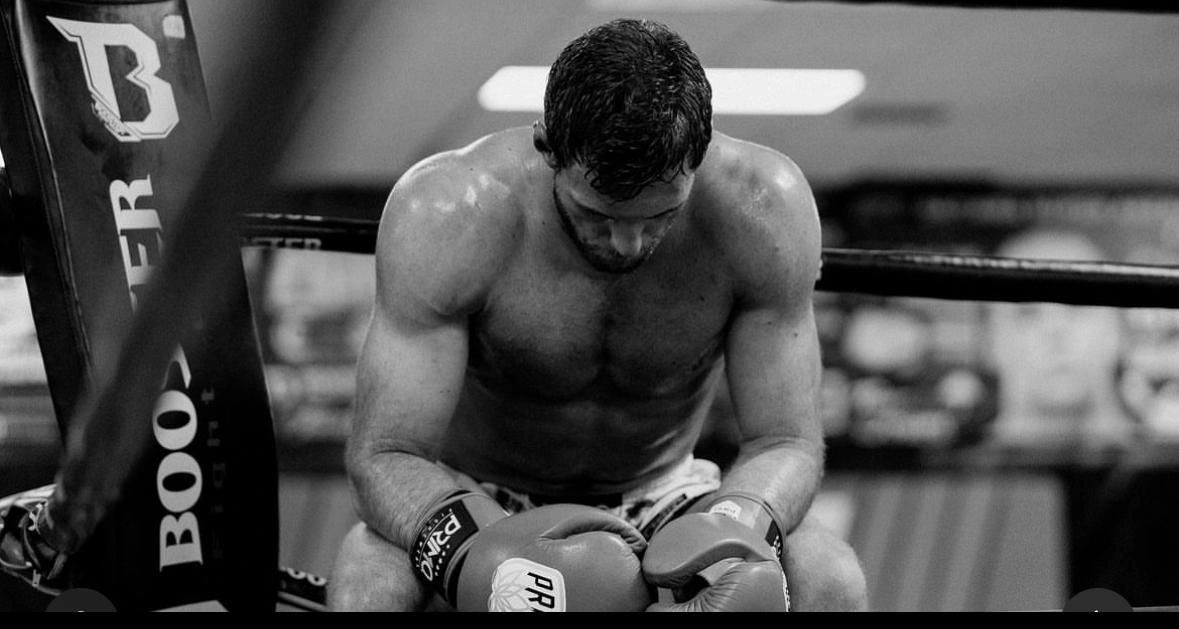 Muay Thai fighter preparing in the ring corner at Nolan Muay Thai